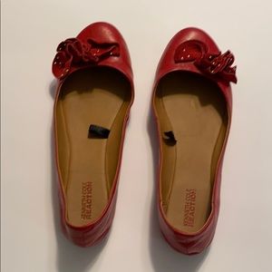 Kenneth Cole red leather flats with floral design